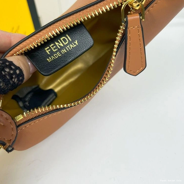 Affordable Bag Brown Leather In Fendigraphy Fendi Hobo Nano Calf 0729